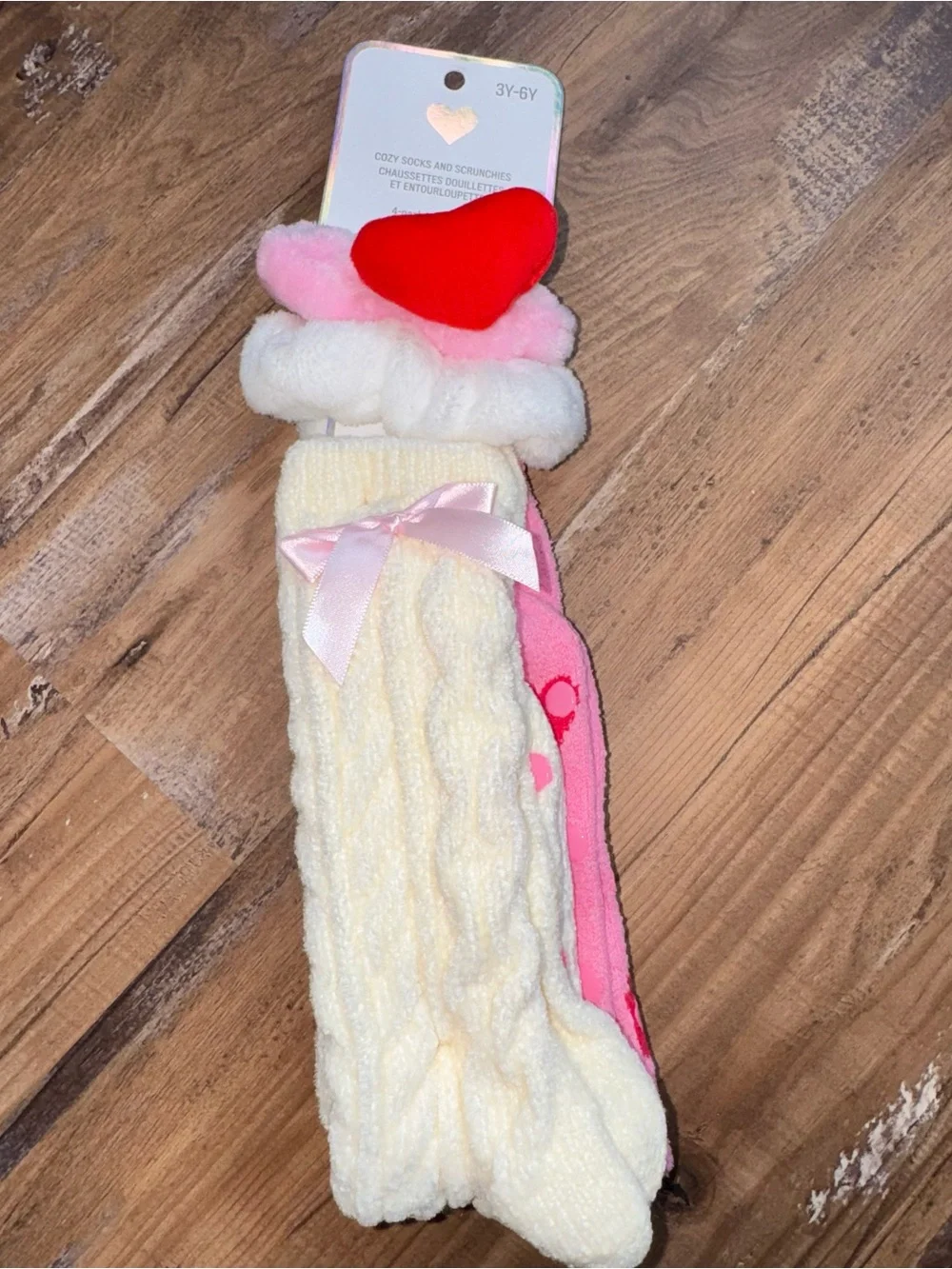 3Y-6Y The Children's Place 2-Pack Pink Hearts Fuzzy Hair Scrunchie Set